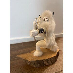 Vintage Vera Hudson Kachina Buffalo Warrior Handcrafted Figurine Sculpture White
